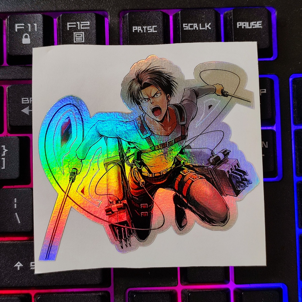 STICKER STIKER HOLOGRAM ANIME -AOT LEVI ACKERMAN - STIKER ANIME