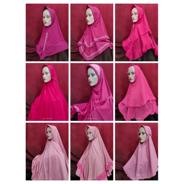 Aneka hijab instan pink tua / pink dusty / pink fanta / baby pink
