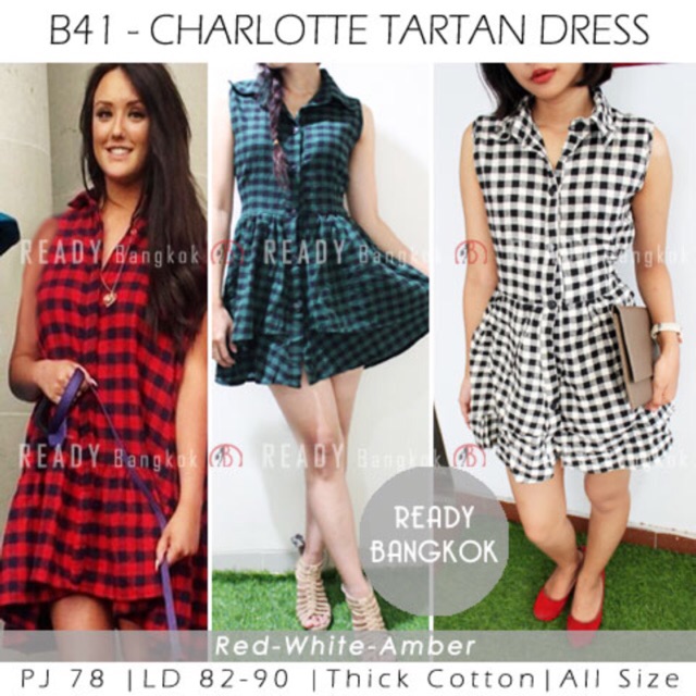 SALE Charlotte Tartan Dress WANITA IMPORT BANGKOK GOOD QUALITY WOMEN FASHION KEMEJA KOTAK