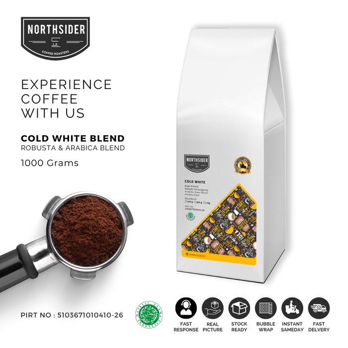 

DISKON - (BISA COD) BIJI KOPI SUSU COLD WHITE BLEND - 1KG NORTHSIDER COFFEE - BIJI KOPI