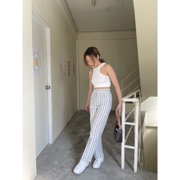 BEFAST - ZEC OOTD Celana Panjang JIEUN / Picato Pant / Femme Pants / Celana Panjang Motif Salur Warna Warni Pelangi / Fashion Bawahan Wanita Modis / Celana Panjang Salur / Keluaran Terbaru 2022 / OOTD Remaja Kekinian / Terlaris