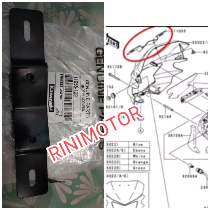 breket dudukan plat nomor depan klx dtracker lama 150 KLX L S original
