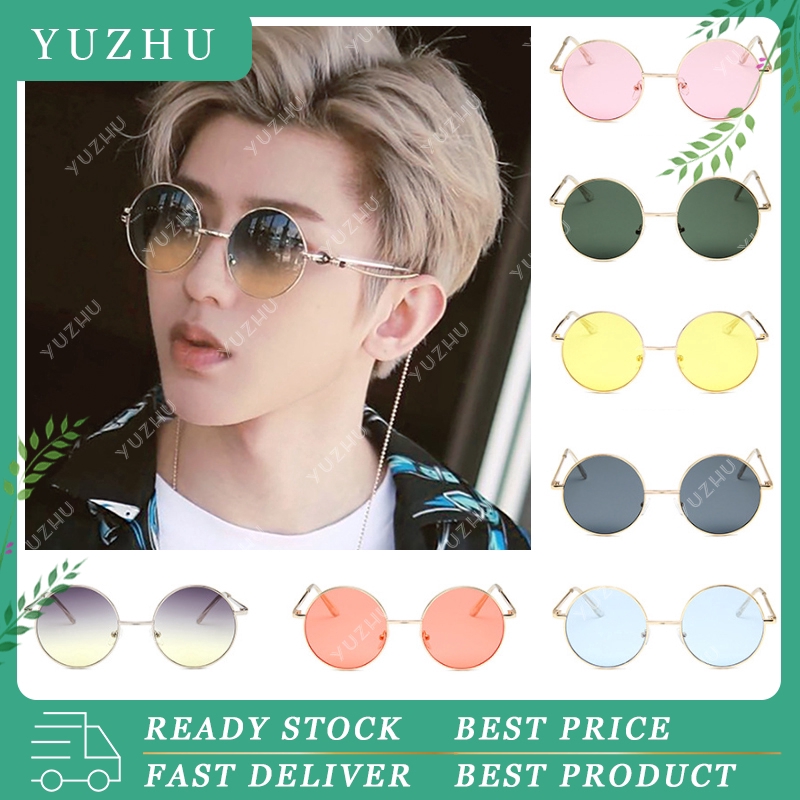 (YUZHU) Kacamata Fashion Pria Fashion Anti Uv Kacamata Hitam Bulat Pria