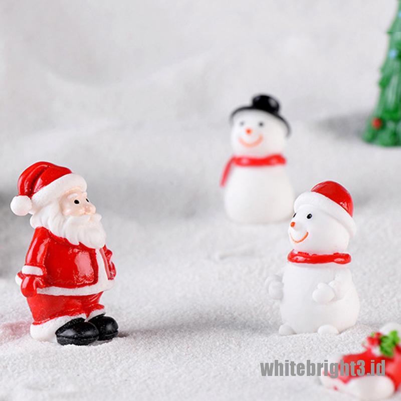 (white3) Miniatur Santa Claus / Snowman / Pohon Natal DIY Untuk Dekorasi Taman