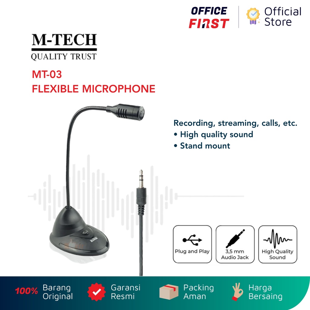 M-Tech MT 03 Flexible Microphone 3.5mm Jack Mic Stereo PC Komputer