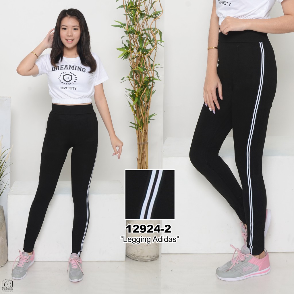 LEGGING STRIPE PANJANG / Legging stripe PUTIH JUMBO - legging strips putih 7/8 / Legging Wanita