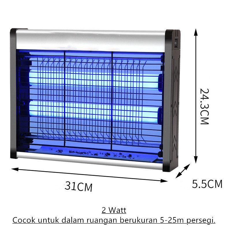 Insect Killer Mosquito Killer Perangkap Nyamuk Lalat Bug Zapper Lampu UV 2/4 Watt