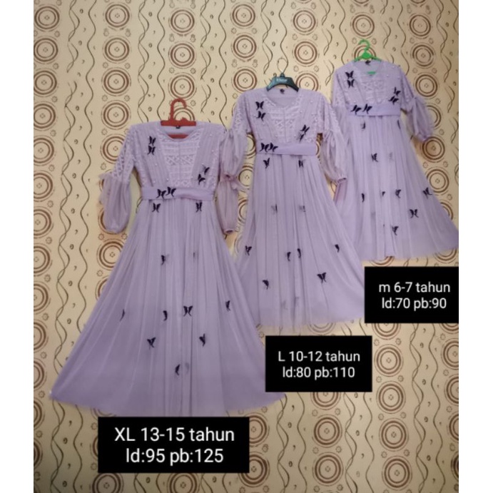 Gamis Anak Perempuan Motif Kupu kupu Bahan Tile Ukuran M/L/XL Terbaru 2023