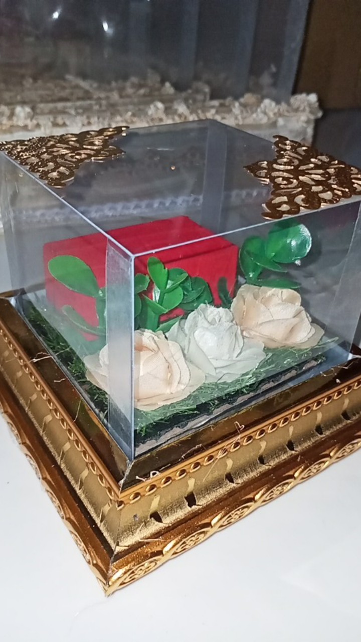 Tempat Cincin Ring Bearer Frame Ringbox Dengan Mika Rumput