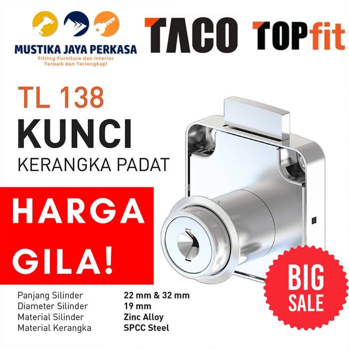 Kunci Laci Mekar Taco TL 138-22 Murah Kunci Lemari Etalase