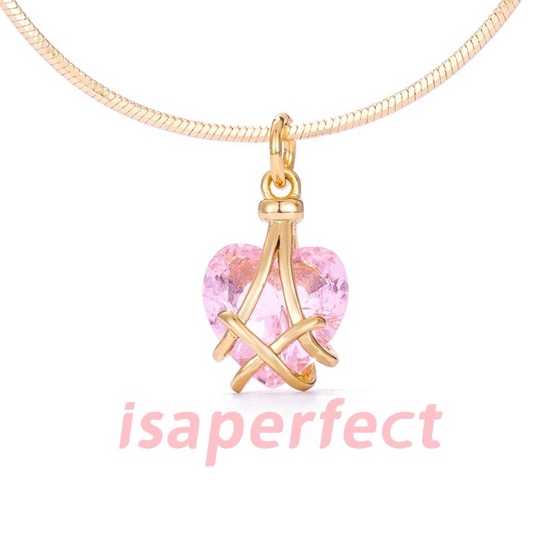 Kalung Rantai Titanium Steel Lapis Emas 18k Liontin Kastil / Hati / Berlian Imitasi 12 Warna Untuk Wanita
