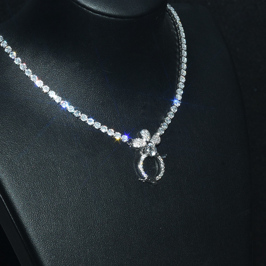 Kalung Zircon Universal Bahan Stainless Steel Lapis Emas Putih 18k Untuk Wanita