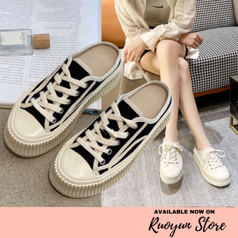 RYX - Dual Stripes Sepatu Sneakers Tali Sip-On Wanita Fashion Casual - Ori Import