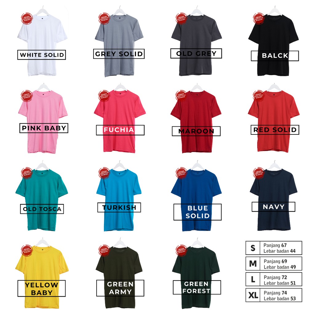  KAOS  POLOS  COTTON COMBED 30S Shopee  Indonesia