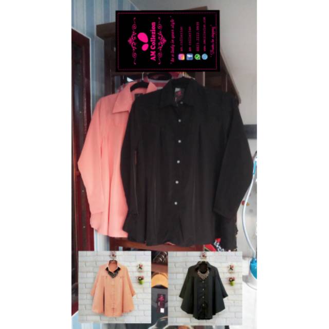 Hem kerah glamour polos. Fit to XL