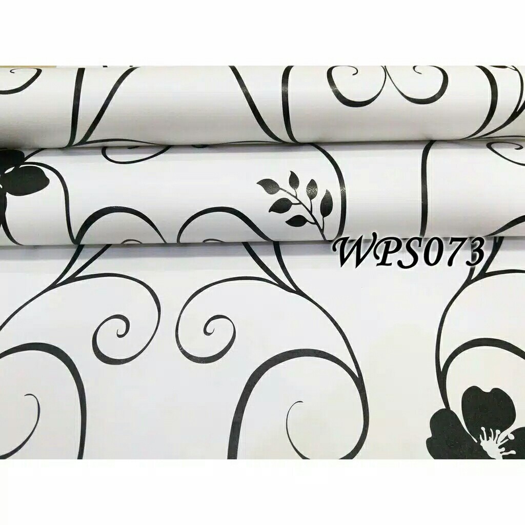 Wps073 White N Black Flower Walpaper Dinding Wallpaper Sticker 45cmx5m