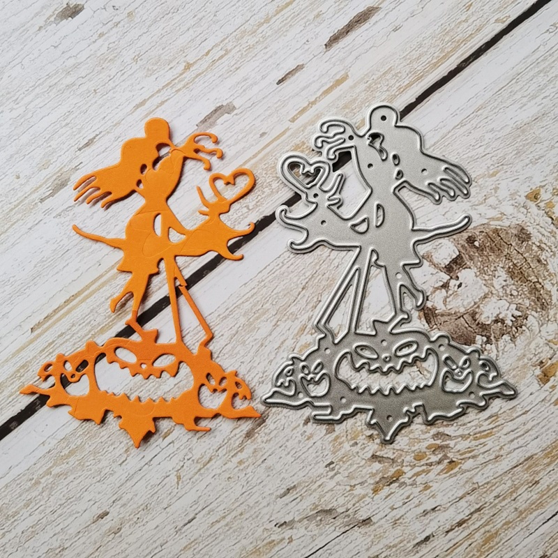 Cetakan Stensil Cutting Dies Motif Tema Halloween Bahan Metal Untuk Scrapbook / Craft DIY