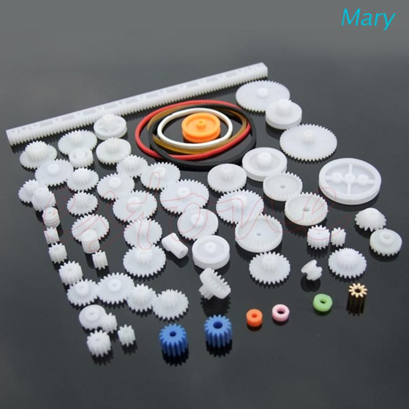 Mary 60pcs / Set Roda Gigi Worm Gear Bahan Plastik Untuk Aksesoris Robot DIY