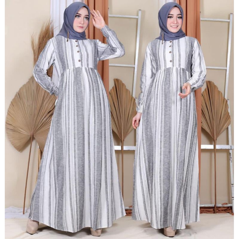 Gamis Afazi fashion l gamis Linen l fashion muslim l busana muslim l gamis salur l