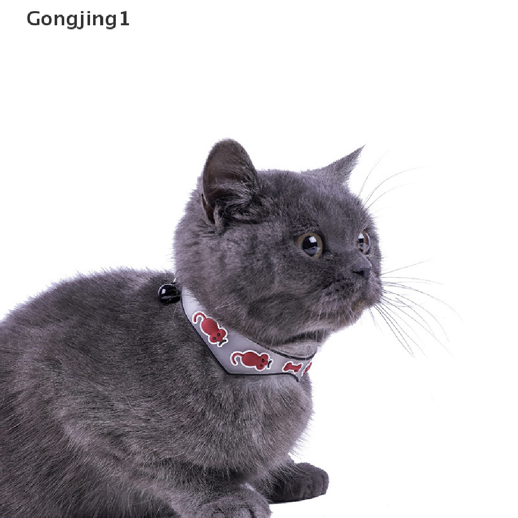 Gongjing1 Kalung Leher Anjingkucing Peliharaan Glow In The Dark Dengan Lonceng