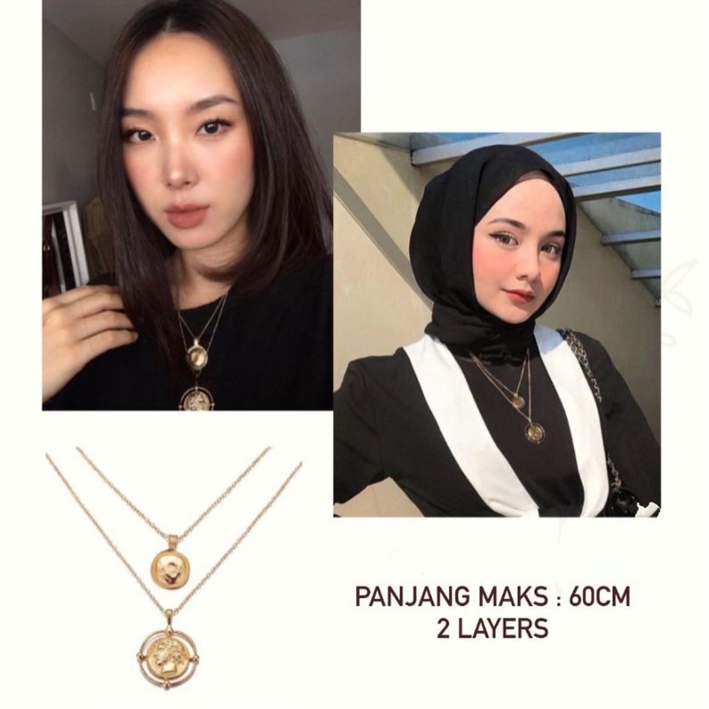 Necklace Layer fashion Asesoris Kalung Layer Multilayer bisa Hijab Fashion
