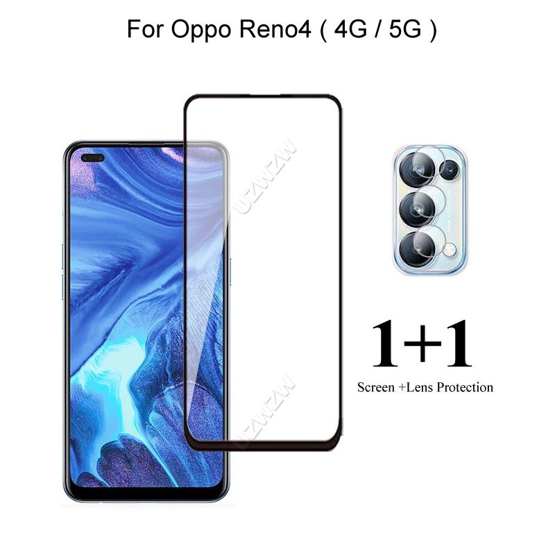 PAKET 3IN1 TEMPERED GLASS LAYAR KAMERA SKIN CARBON OPPO RENO 4 TG ANTI GORES OPPO RENO4 FULL SCREEN