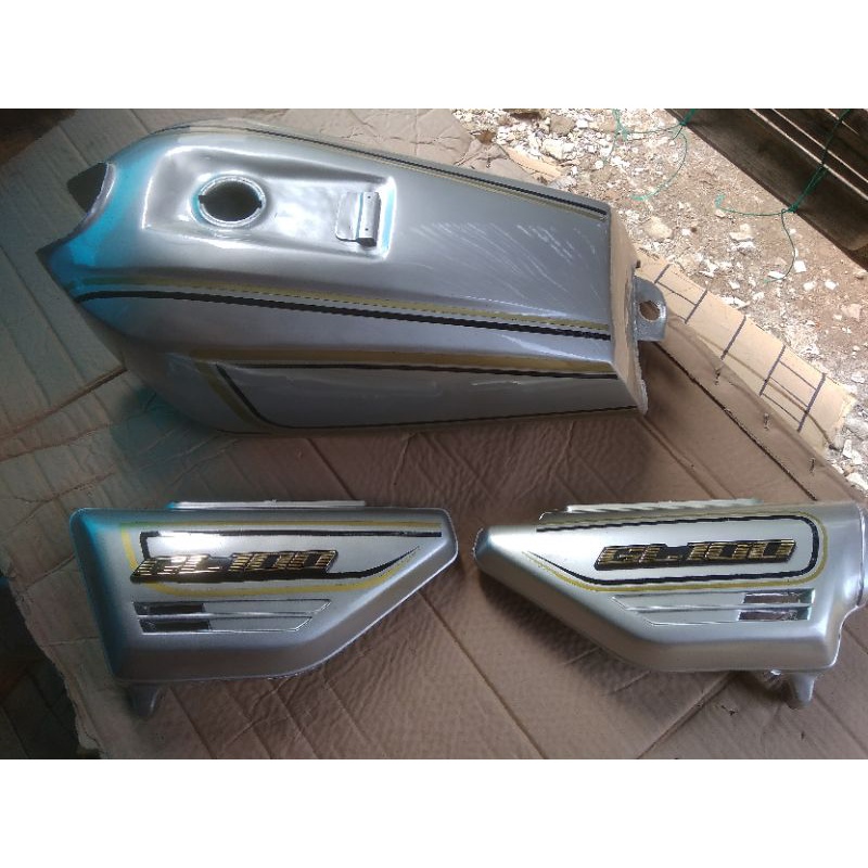 TENGKI GL 100 press cat warna silver set bok aki tutup aki gl 100 silver presisi bagus bahan drum te