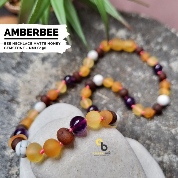 Kalung Amber Anak Premium Mix Gemstone NMLG156 By Amber Bee