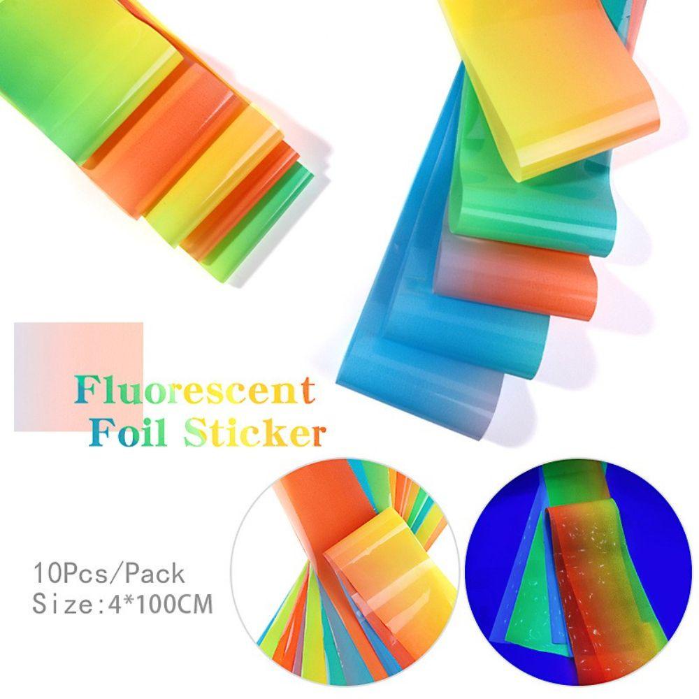 AUGUSTINA Stiker Kuku Neon Agustina Fashion 4*100cm Glitter Dekorasi Kuku Manicure Nail Art Foils