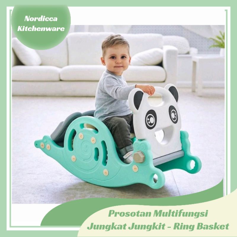 Tritu Mainan Anak Perosotan Panda Slide Ring Basket Prosotan Multifungsi 3 in 1 bisa untuk Kursi Goy