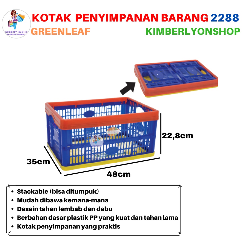 Keranjang Industri Keranjang Lipat Serbaguna 2288 Green Leaf