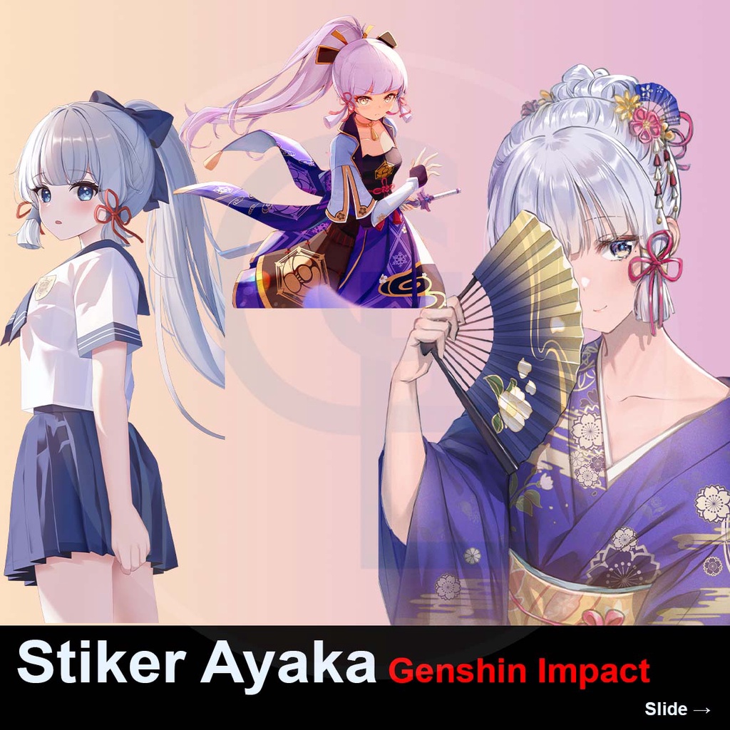 

Sticker Genshin Impact Ayaka Vinyl Tumblr Bom Waterproof HD Anime