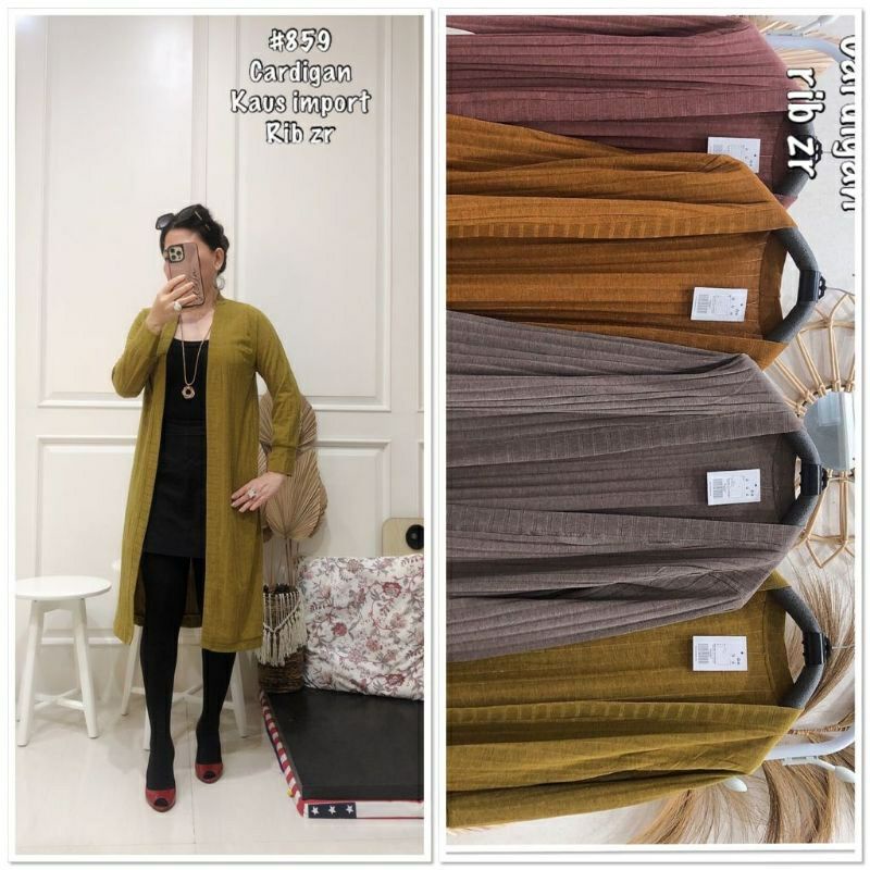 LONG CARDIGAN RIB KAOS IMPORT BY W&S Sherleen #859