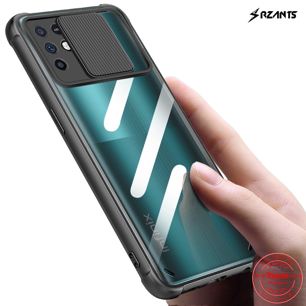 PAKET Case Infinix Note 10 Pro Nfc Hardcase Fusion Transparent Slide Premium Casing + Tempered Glass