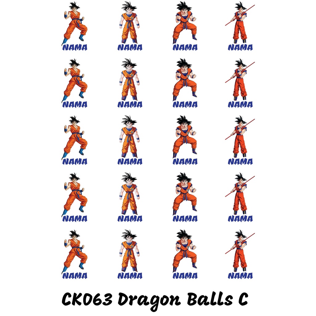 

Sticker Nama Cutting Label Waterproof Tahan Air Dragon Balls C (CK063)