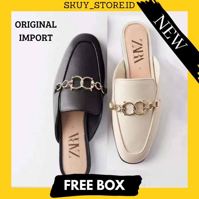 SEPATU WANITA ZARA FLAT MULES ORIGINAL BRANDED SHOES TERBARU FR152 Termurah