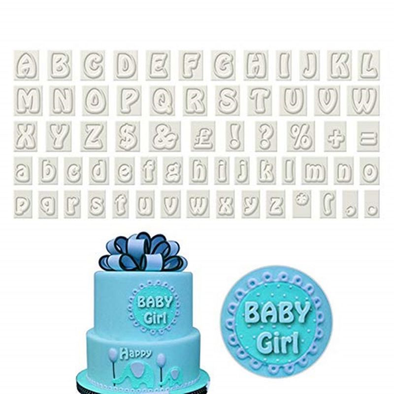 Cetakan Huruf Fondant 64pcs / Cetakan Fondant Alphabet Besar Kecil / Cetakan Angka Fondant