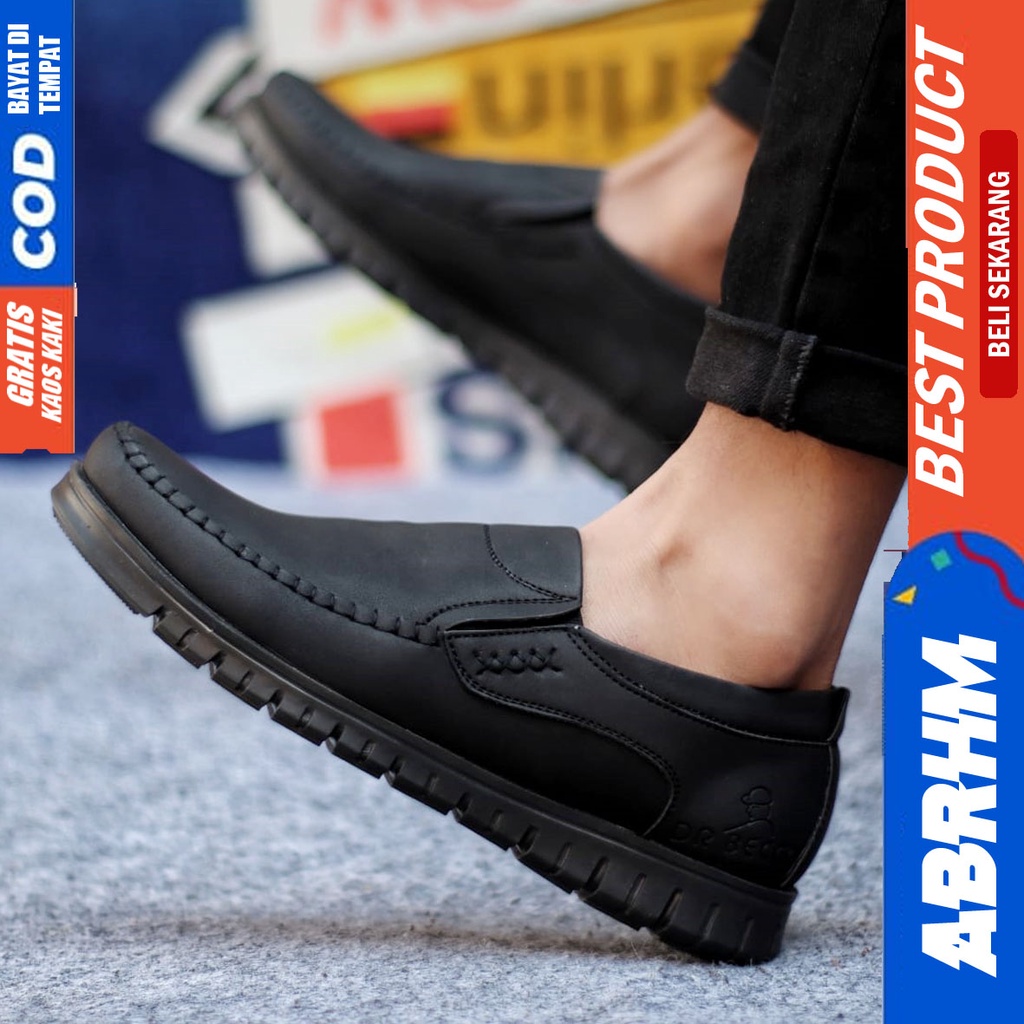 ABRHM BLEND Sepatu Formal Casual Pantofel Kerja Hitam-Coklat