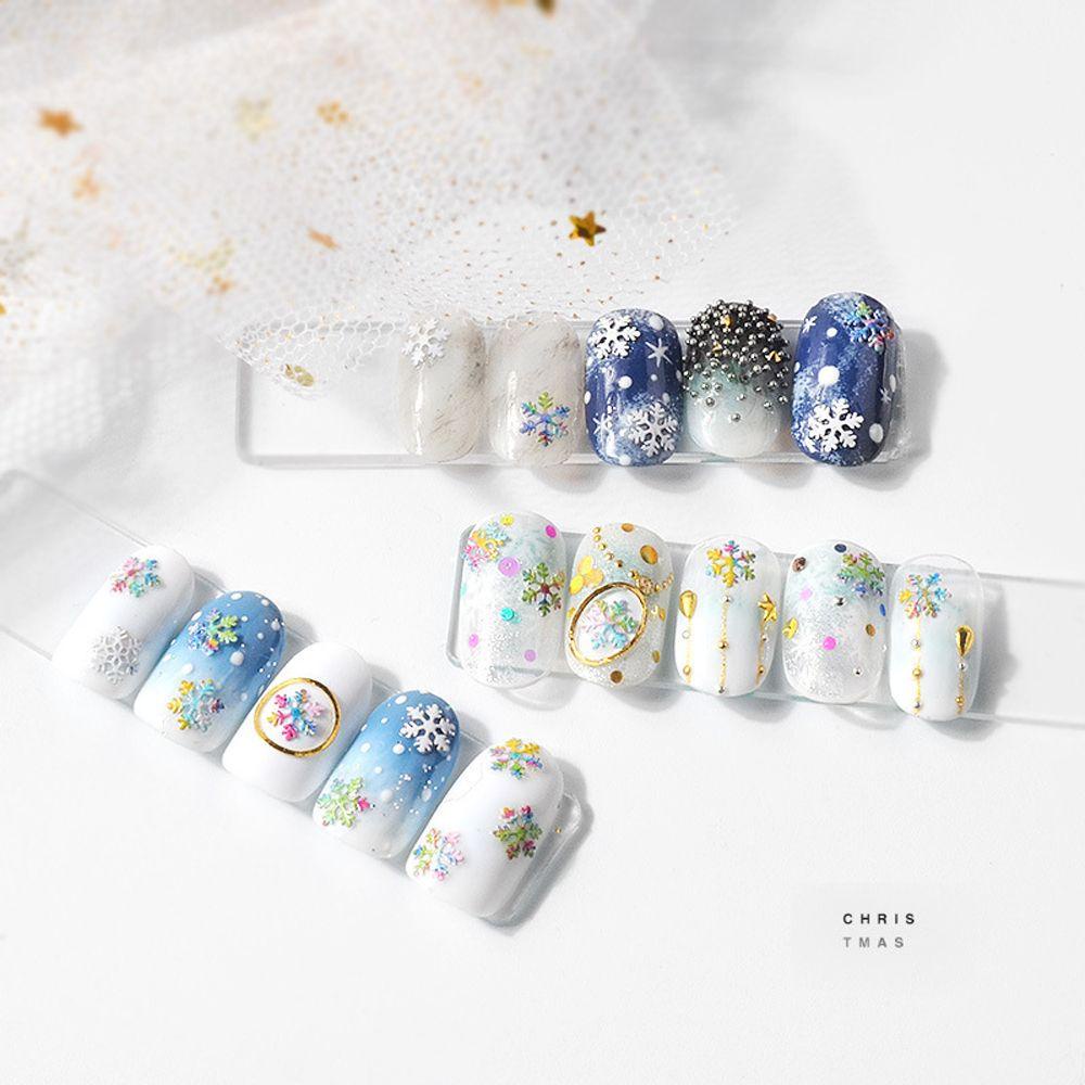AUGUSTINA Agustina Snowflake Nail Sequin Natal Campur Elk Snowman DIY Manicure Aksesoris Perhiasan Kuku Untuk Wanita Perempuan 3D Sparkles Sequin