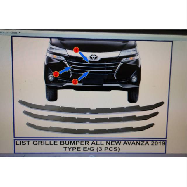 List Grill Bumper Avanza 2019 TYPE E/G
