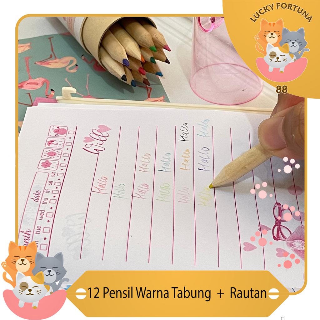 

[LuckyFortuna88]12 Pensil Warna Tabung + Rautan Set pensil warna 12 pcs dengan rautan Pensil warna set 12 pcs + rautan Set pensil warna berkualitas 12 pcs + rautan Set pensil warna dengan rautan praktis Pensil warna set 12 pcs berkualitas tinggi + rautan