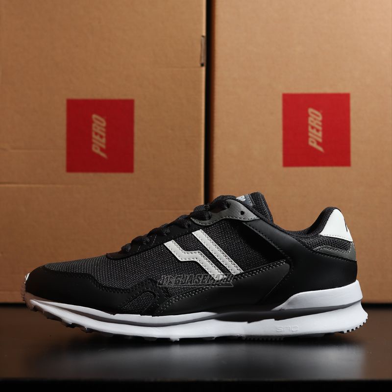 Piero Sepatu Sneakers City Race - Black/Grey/White