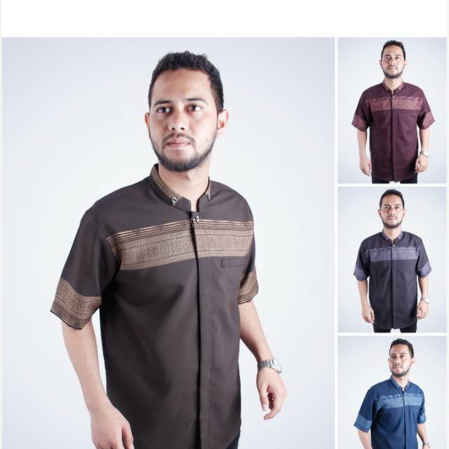 Al-zabbar Original Koko Motip Songket Lengan Pendek