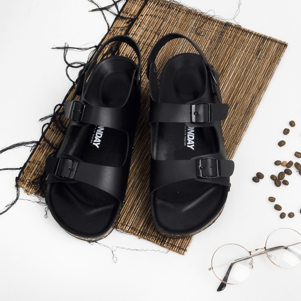 Zora Black | 39-45 | Sendal Strap Kulit Kasual Pria Cowok New Original Lokal Sandal Footwear | FORIND x Story of Monday Mndy