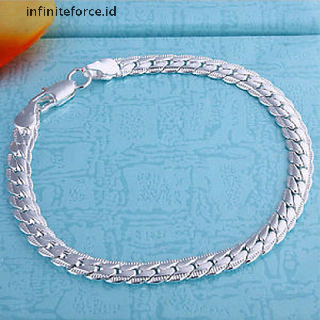 Gelang Rantai Ular Lapis Silver Lebar 5mm