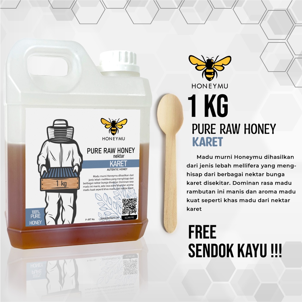 Madu Murni Asli Honeymu Nektar Bunga Karet 1Kg