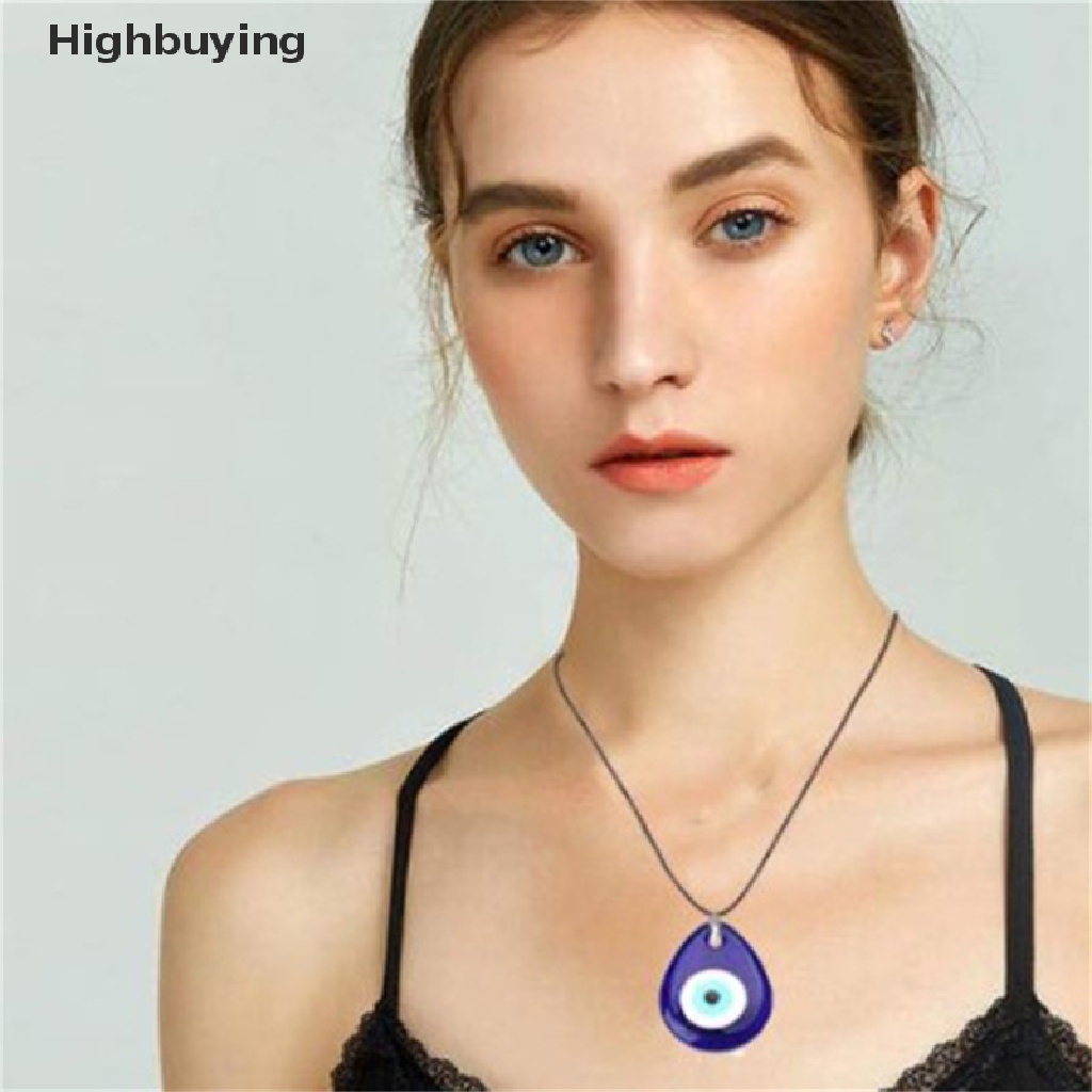 1pc Kalung Liontin Evil Eye Bahan Kaca Warna Biru Ukuran 30mm Untuk Wanita Glory