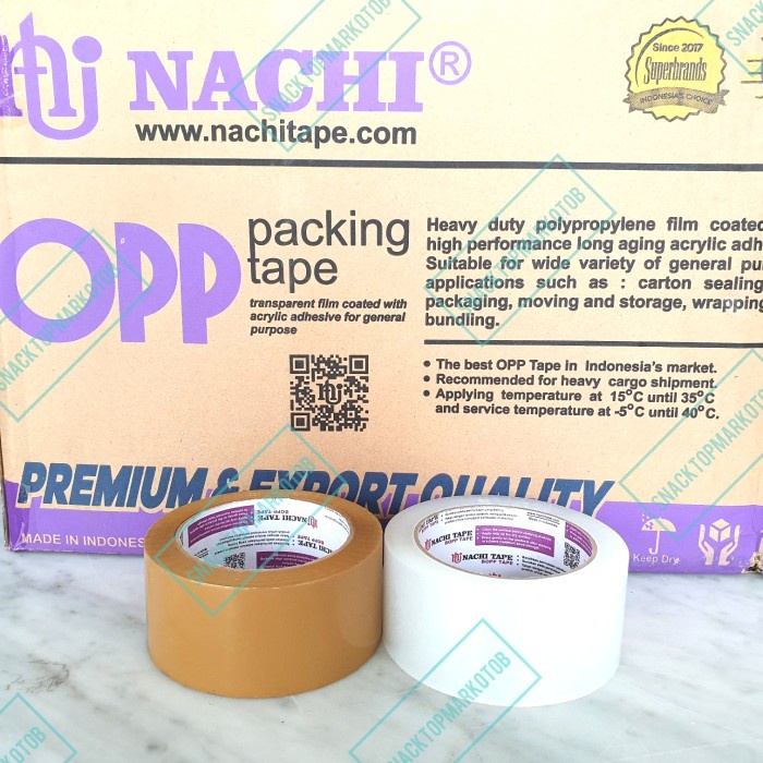 

perekat-pengikat- lakban bening / coklat nachi 2 inch 48mm kualitas terbaik tebal rekat - random