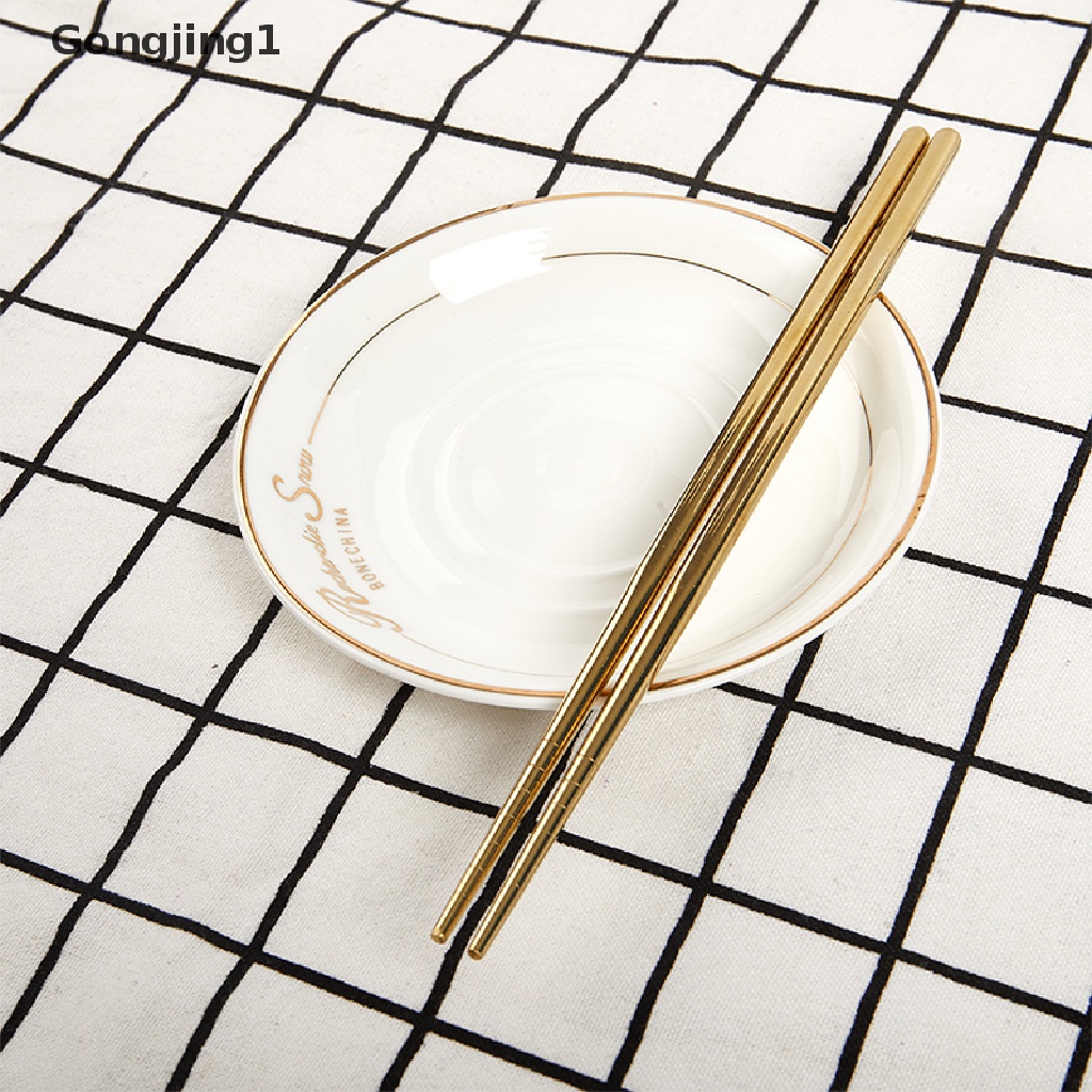 Gongjing1 1 Pasang Sumpit Stainless Steel Anti Slip