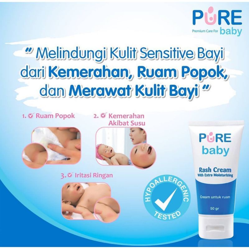 PureBB Rash Cream baby, krim cream Iritasi bayi Ruam popok Pure BB